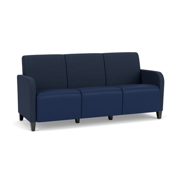 Lesro Siena 3 Seat Tandem Seating No Center Arms, Black, RF Blueberry Back, MD Ink Seat, RF Blueberry Panels SN3101 - main